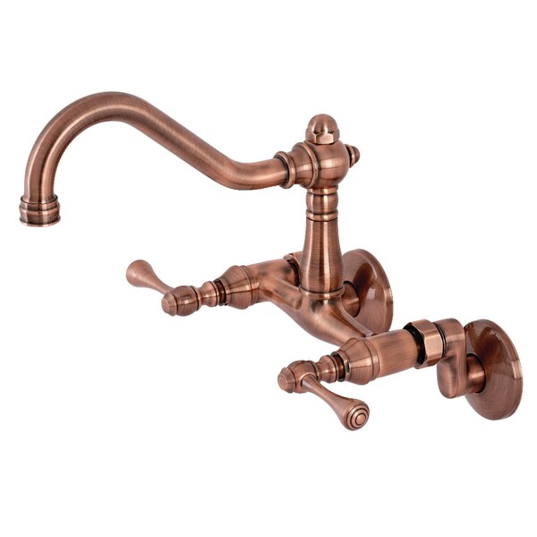 KS322BLAC Vintage 6" Adjustable Center Wall Mnt Kitchen Faucet, Copper